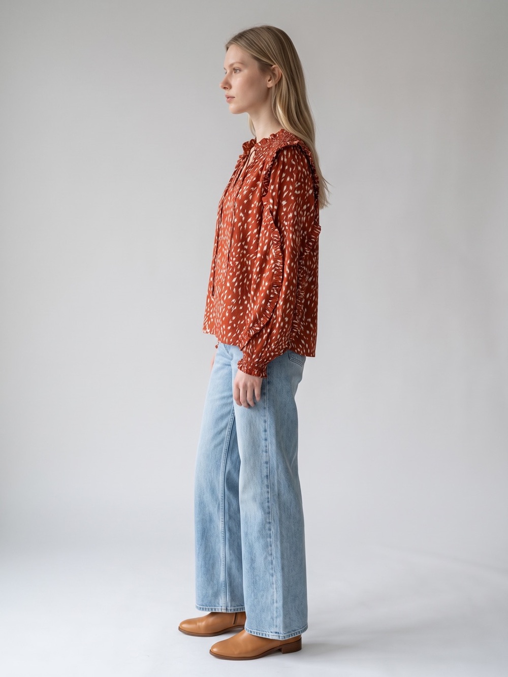 THML Ruffle Trim V-Neck Blouse - Picture 8 of 8